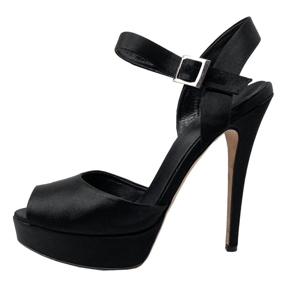 Black Satin Platform Heels Size 40 Giambattista‎ Valli